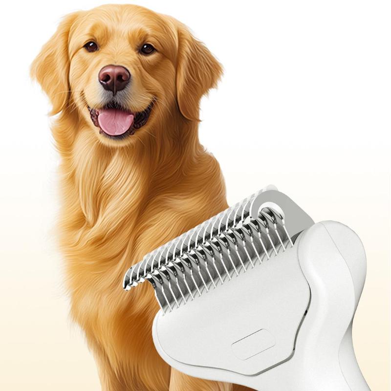1Pc Floating Stainless Steel Dog Hair Removal Brush For Long Hair Breeds Puppy Cat Comb Pet Grooming Products Curved Design