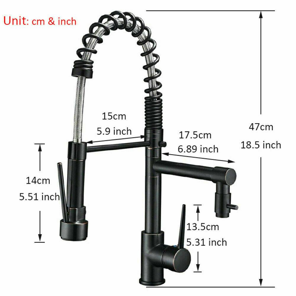 Sink Faucet, Black Kitchen Faucet with Pull Down Sprayer Commercial Stainless Steel Laundry Single Handle Pull Out Kitchen Faucets Black
