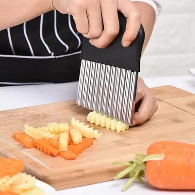 2025 New Potato Cutter Chip French Fry Maker Stainless Stee Vegetable Fruit Corrugated Wavy Knife French Fries Chopper Knife Kit