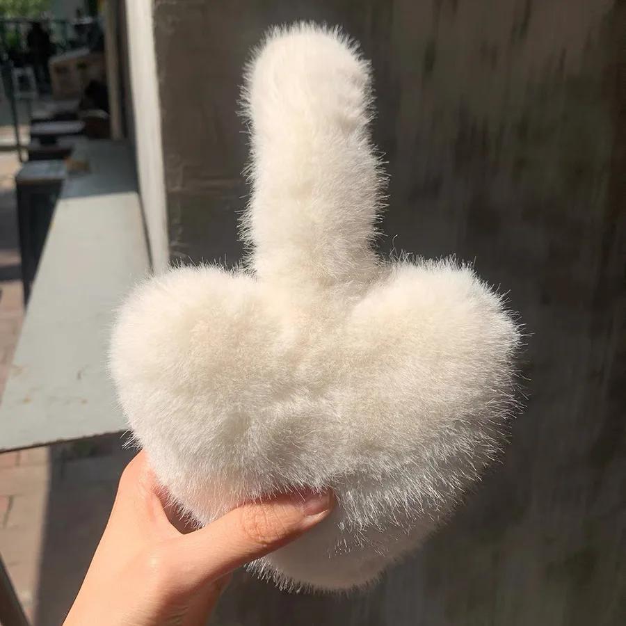 Y2k Korea Women Kawaii Pink Love Heart Earmuffs Winter Warm Thickened Japanese JK Ear Protection Cycling Earbags Accessories