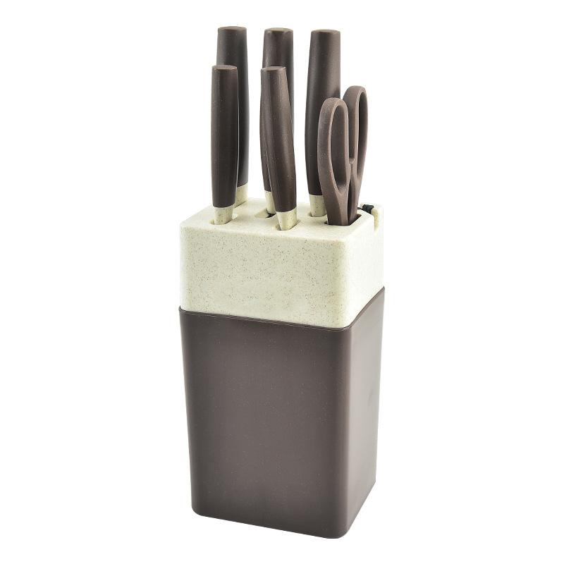 Sedmidílná sada kuchyňských nožů z nerezové oceli Barevná krabička s držákem na nože