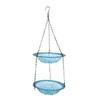 Hängender Vogelhäuschen und Vogelbad Doppellagige Futter-/Wasserschale für Außenbereich Garten Hof Blau