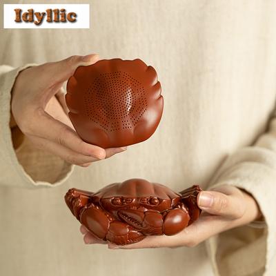 Raw Ore Purple Clay Crab Tea Strainer Filter Tea Pet Creative Flowerpot Landscaping Tea Figurine Play Toys Tea Statue Ornaments