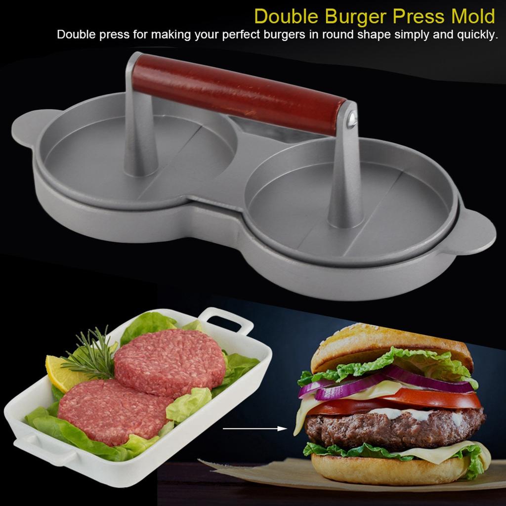 Aluminiumlegierung Antihaft-Doppelburger-Pressform Hamburgerfleisch Rindfleisch Küchenhelfer