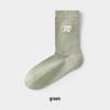 Women's Thickened Pure Cotton Mid-Calf Slouch Socks with Bow Embroidery for Autumn and Winter