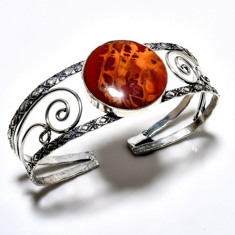 

Noreena Jasper Gemstone 925 Посеребренный браслет-манжета ручной работы