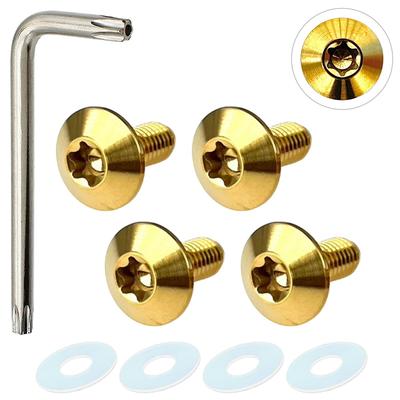 RENPA Titanium Alloy License Plate Bolt Smart Design Vehicle Inspection Compatible (Gold Bolt Length 0.6 Inch (15 Mm)