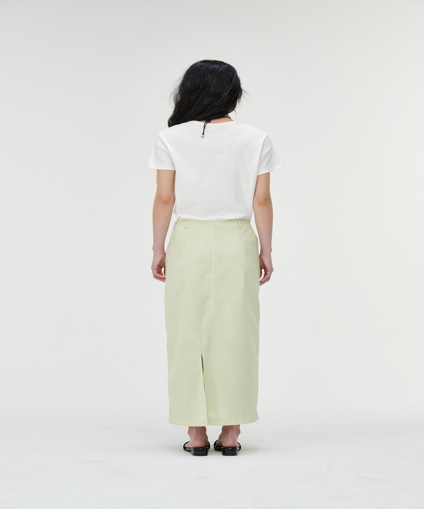 Kkalos Summer Tweed Raw-Edge Skirt, Lime