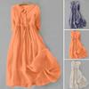 Sommerkleid für Damen, Umlegekragen, Bohemian-Stil, halbe Ärmel, A-Linie, plissiert, hohe Taille mit Gürtel, großer Saum, halblang, einreihig, Urlaubs-Midikleid