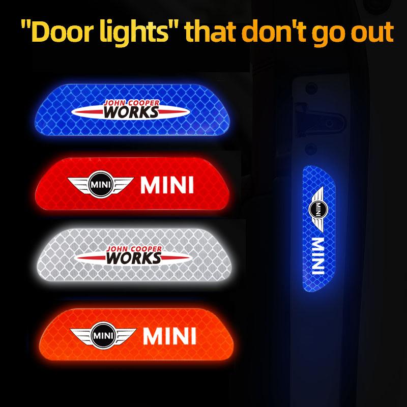 MINI Car Door Reflective Sticker Night Light Warning Decal For BMW MINI One Cooper JCW Countryman Clubman Cabrio Paceman Coupe