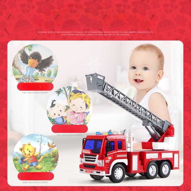 Multifunctional Early Education Simulation Inertia Sound And Light Music Storytelling Fire Truck Model Children'S Toys 1:16
