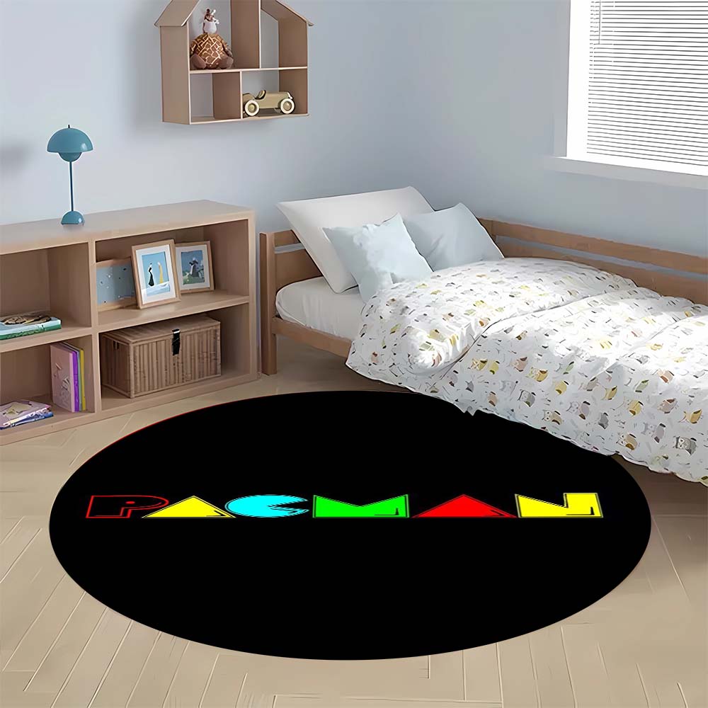 Tappeto Rotondo con Motivo Arcade Pac-Man Tappeto Morbido Tappetino Antiscivolo per Decorazione Stanza dei Giochi