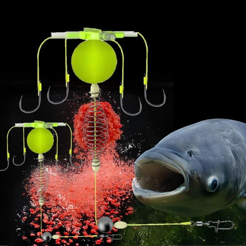 4Pcs AntiBottom Small Exploding Hook Fishing Baits Cage Four Hook AntiWinding Fishing Spring Baits Cage Easy to Use