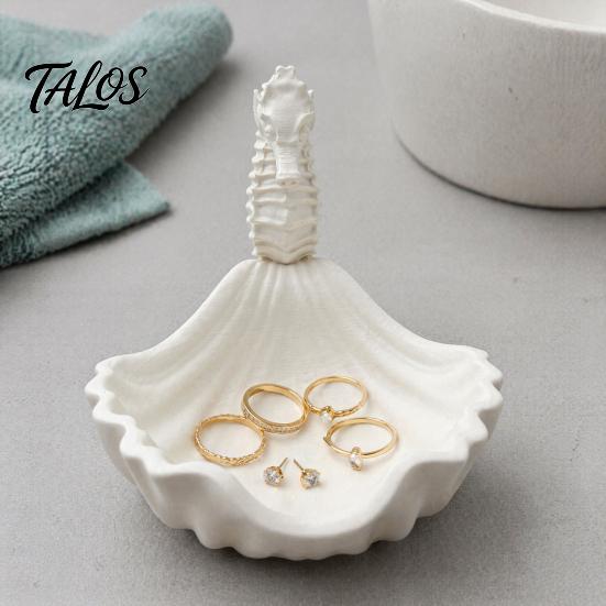 Necklace Bracelet Holder 3D Printed Seahorse Shell Jewelry Tray for Rings Necklaces Bracelets, Ocean Creative Gifts Lovers Style Desktop Organizer,