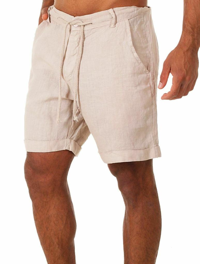 Men's Summer Casual and Fashionable Solid Cotton and Linen Shorts Men's Summer Casual and Fashionable Solid Cotton and Linen Shorts
