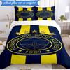 3-teiliges Bettwäscheset mit Fenerbahçe-Wappen-Design, 2D-Druck (Enthält 1 Bettbezug + 2 Kissenbezüge Ohne Füllung), Schlafzimmerdekoration, Ventilatorgeschenk