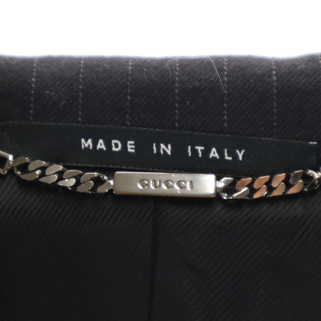 GUCCI Made in Italy Wool Blend Striped Pattern Jacket 38 black Women Used