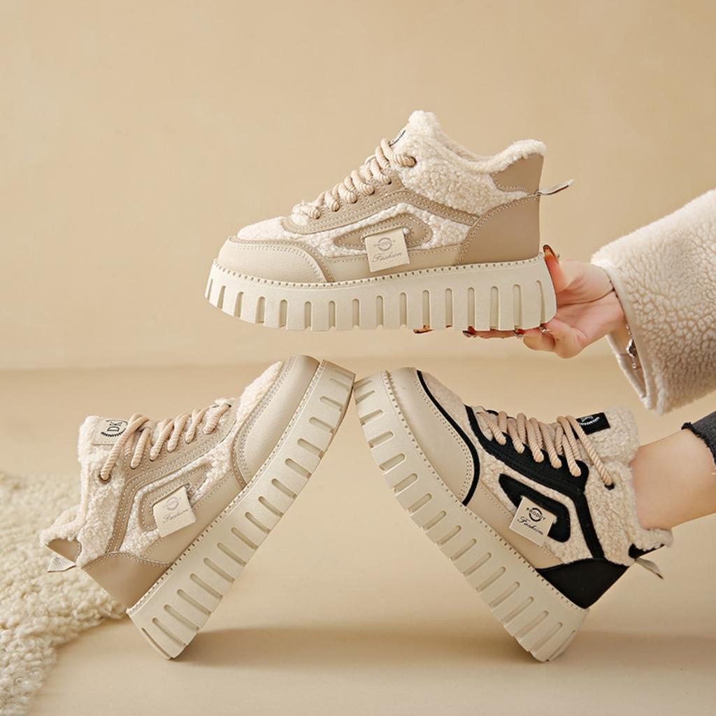 Women's High Top Boots Winter Series: New Velvet Lining, Thick Soled Breathable Casual Shoes, Elegant and Comfortable