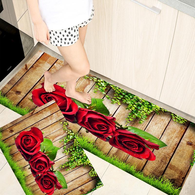 Kitchen Rugs Print Non-Slip Thick Cushioned Kitchen Mat Comfort Standing Mat for Kitchen