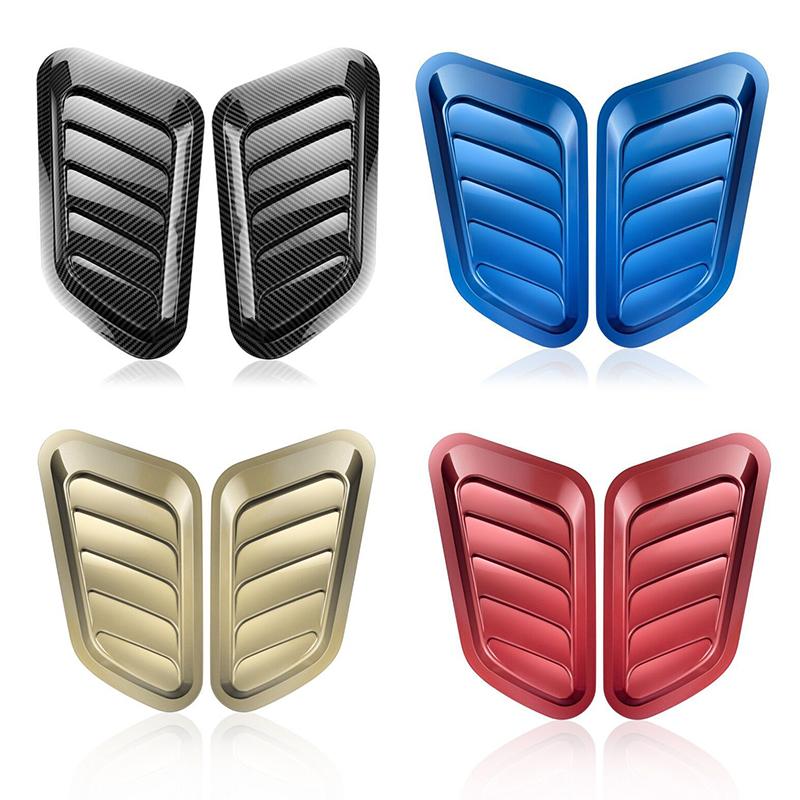 2Pcs Carbon Fiber ABS Car Hood Vent Air Intake Cover Stickers Universal Intake Scoop Turbo Bonnet Vent Cover Stickers Decoration nero