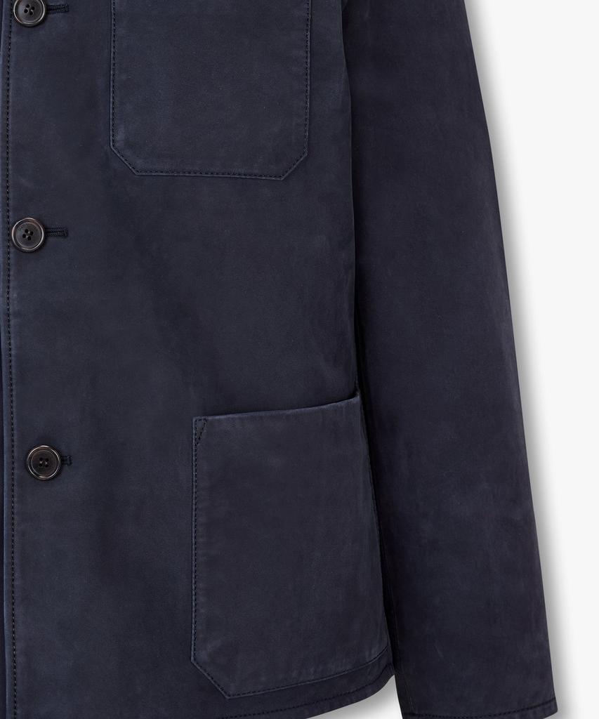 Man On The Boon Collared Button-Up Leather Jacket_Navy 4715110005