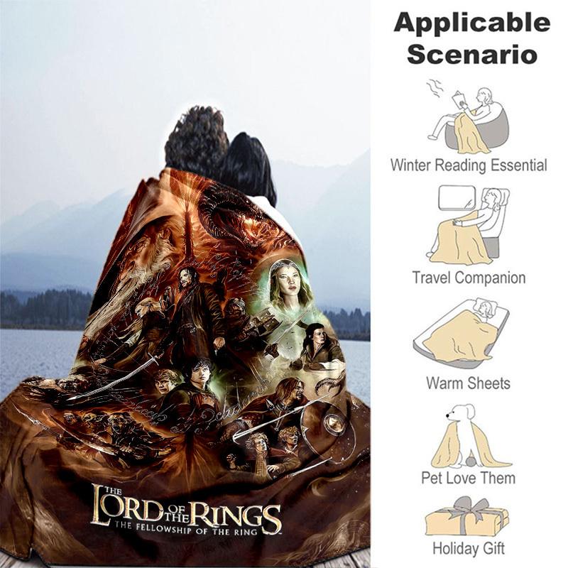 1 Stück Herr der Ringe: Cartoon-Decke für Freunde, Tragbare Decke für Reisen & Camping, Gemütliche Ganzjahresdecke, Ideales Geschenk