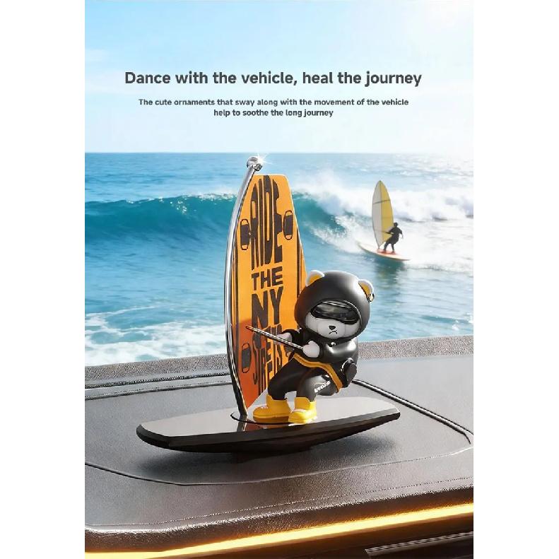 1 Stück Auto-Wackel-Surfer-Bär Kreatives Ornament für Auto-Mittelkonsole Autozubehör