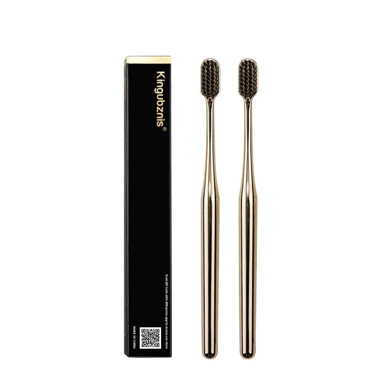 Kingubznis Gold Toothbrush Luxury Gold Silver Teeth Brush Men Women Adult Toothbrushes New Electroplated Dental Brushes