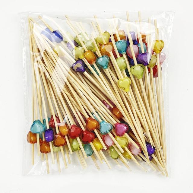 100Pcs Disposable Bamboo Skewers Food Picks Buffet Cupcake Fruit Fork Party Cake Dessert Salad Vegetable Sticks Toothpick Skewer