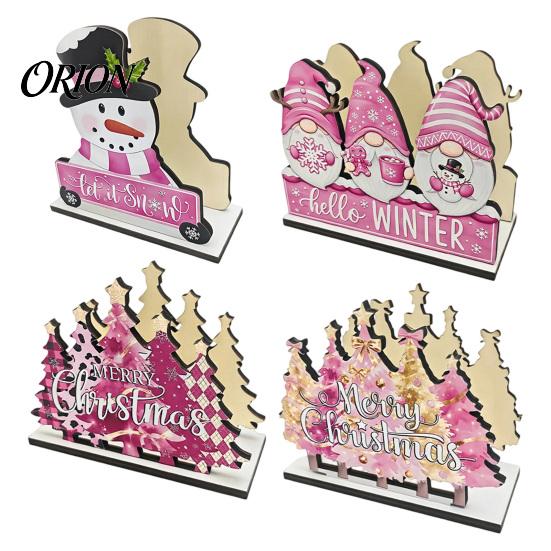 Romantic Festive Home Decor Wooden Christmas Napkin Holder, Gnome/Christmas Tree/Snowman Shape, Pink Paper Stand Stable Organizer for Holiday