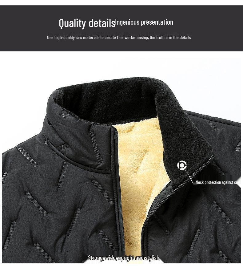 2024 Lammwolljacke für Männer mittleren Alters und ältere Herren, Verdickte Außenbekleidung mit Samt für Herbst/Winter