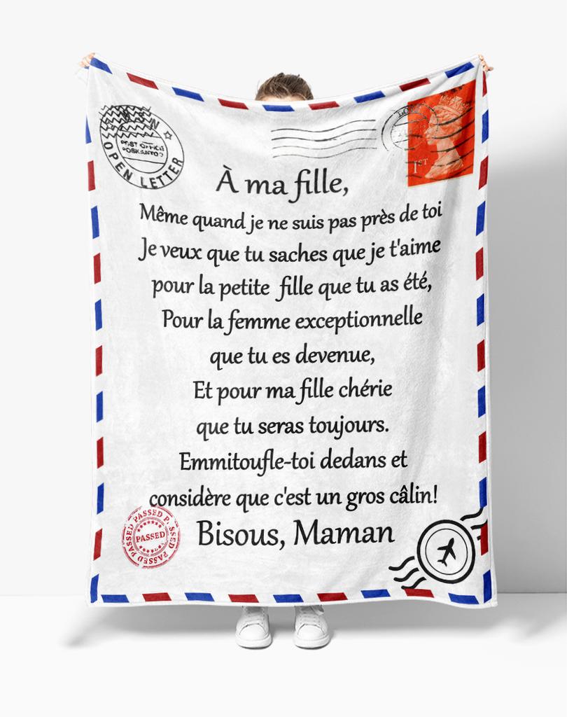 A mia Figlia Lettere Francesi Coperta in Flanella a Mia Figlia Figlio Regalo Coperta Calda per Letto Divano Divano Regalo di Compleanno Decorazione Casa