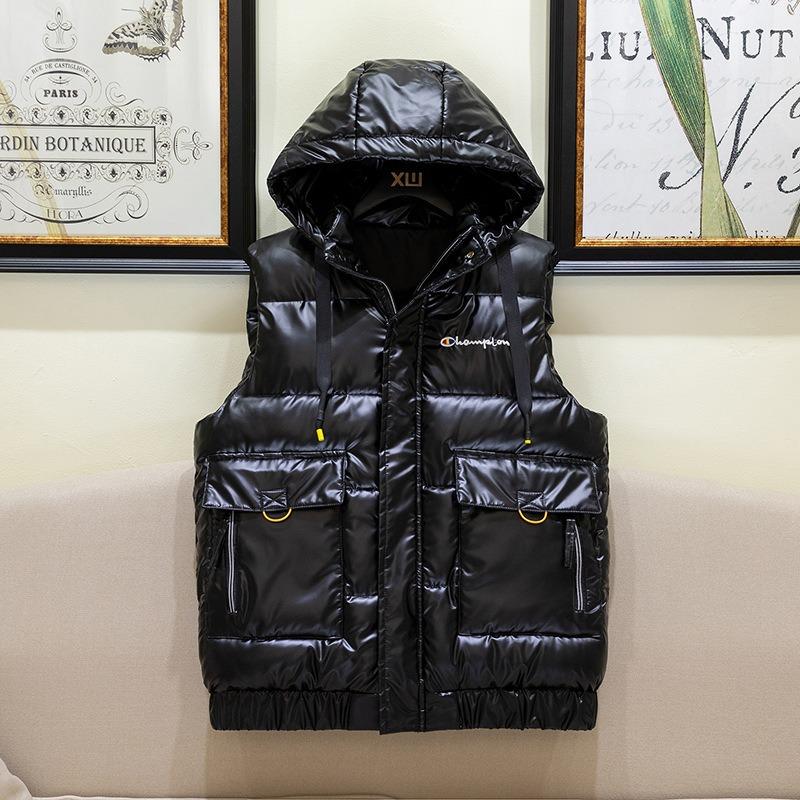 

Spring, Autumn and Winter Cold-proof Leave-in Thickened Removable Down Cotton Vest Men s Sleeveless Vest Waterproof Jacket M (80-45 kg) чорний