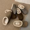 Soft leather version~ platform-soled Boken shoes slippers women's shoes wear 2024 autumn and winter plush half-toboken single shoes