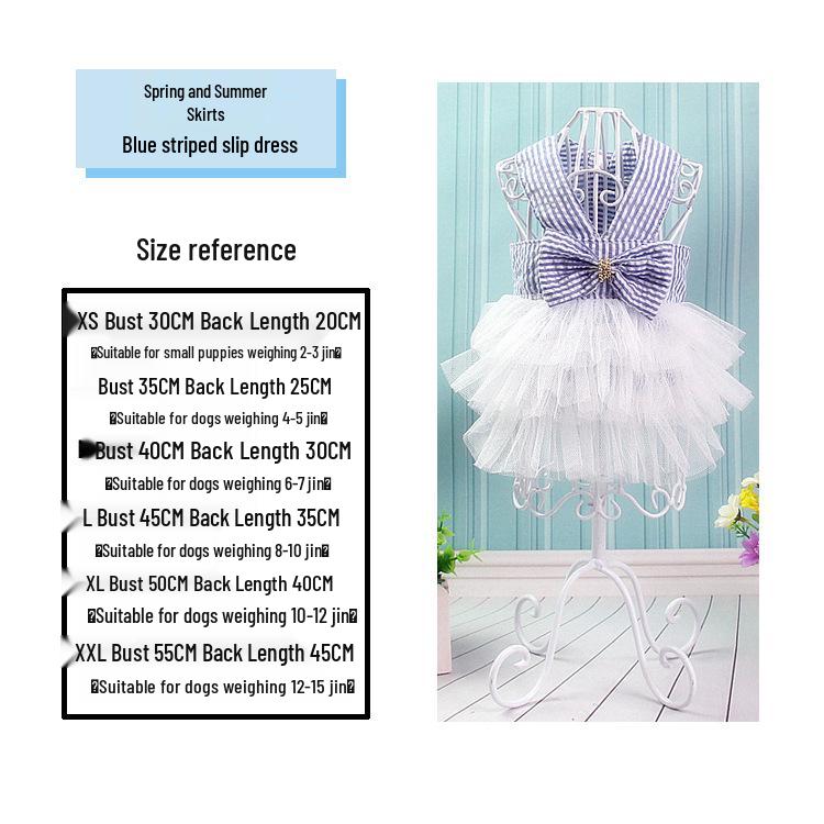 Striped Layered Cake Dress with Teddy, Poodle, Bulldog & Corgi Suspender Skirt for Spring/Summer