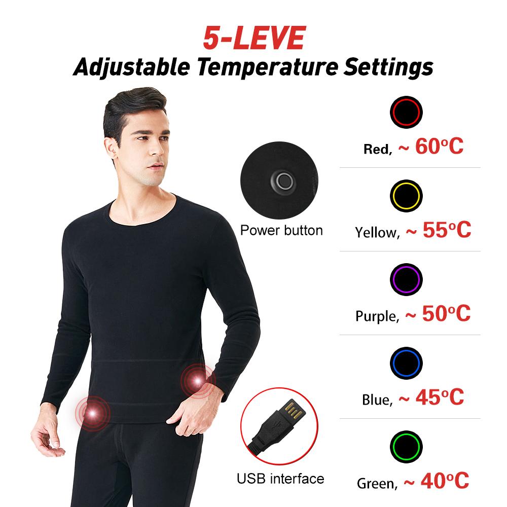 Heated Underwear for Men and Women Winter Warm 20 Areas Electric USB Heated Heating Shirt and Pants Set App Control 5