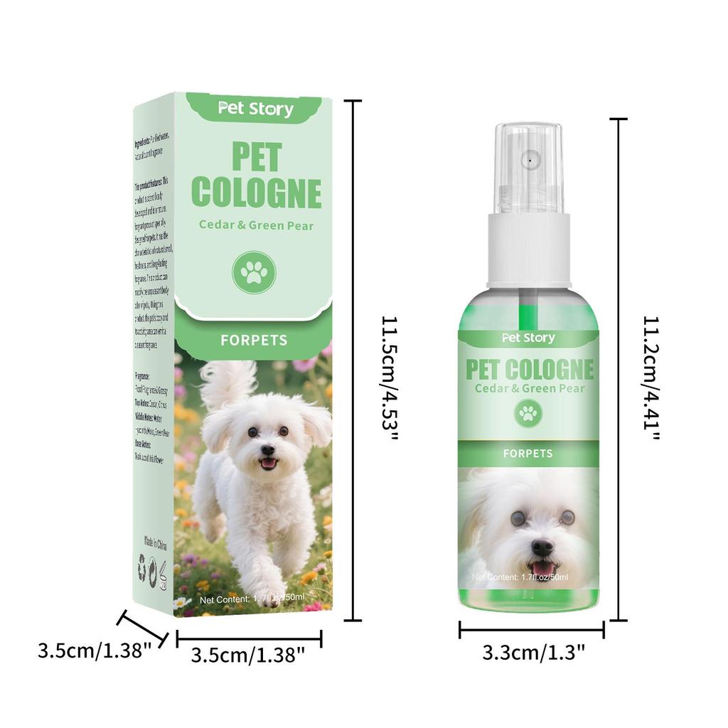 Alcohol-Free Pet Cologne - 50ml Deodorizing Spray for Cats & Dogs, Export-Grade English Packaging