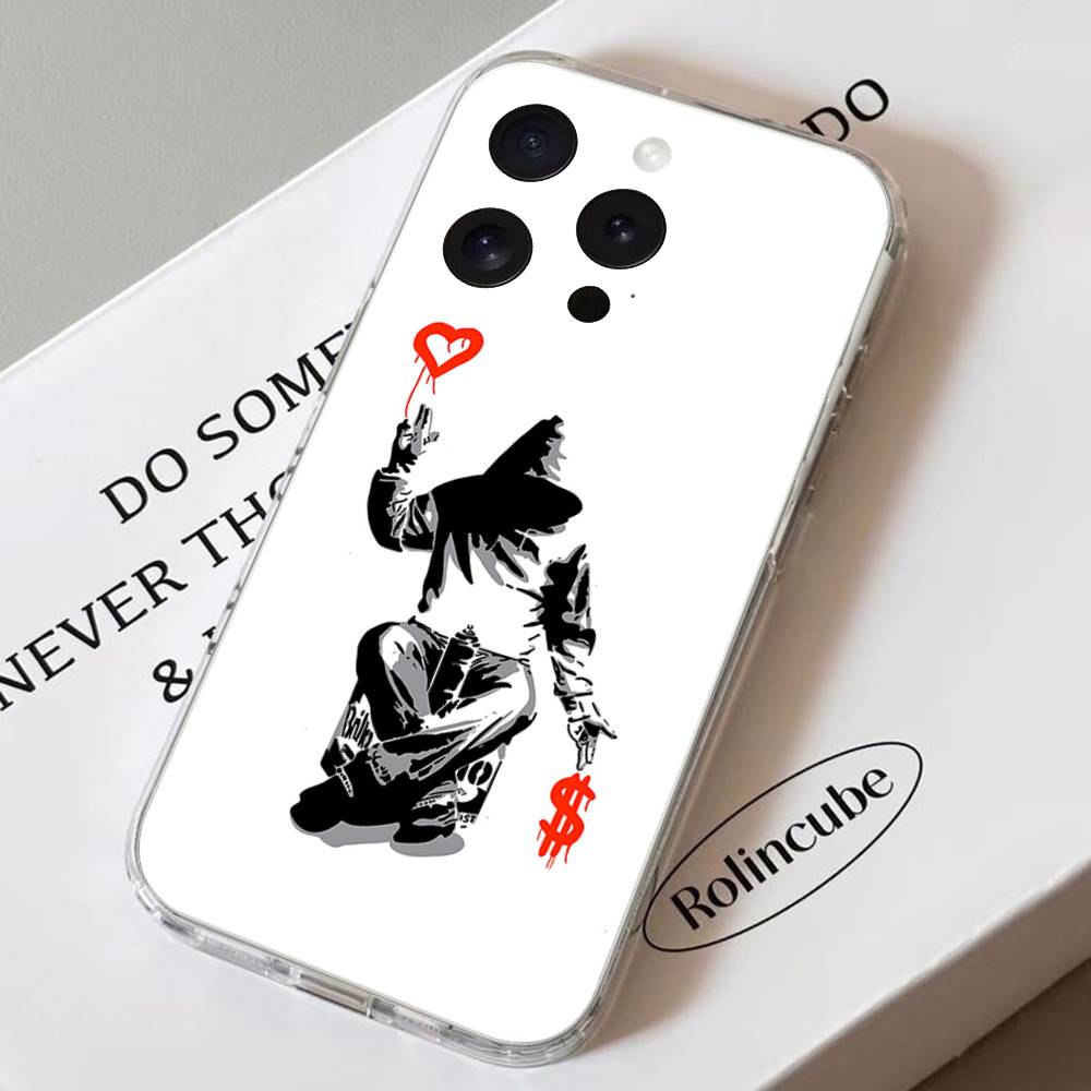 Graffiti Artist B-Banksy-S Phone Case Soft Transparent Case For IPhone 17 16 15 14 13 12 11 Pro Max Mini Plus Shockproof Cover C