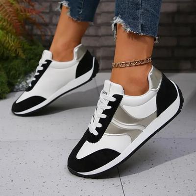 Shoes for Women 2026 Mixed Color Round Toe Flat with Women's Casual Shoes Lace Up Women's Vulcanize Shoes Outdoor Women Sneakers