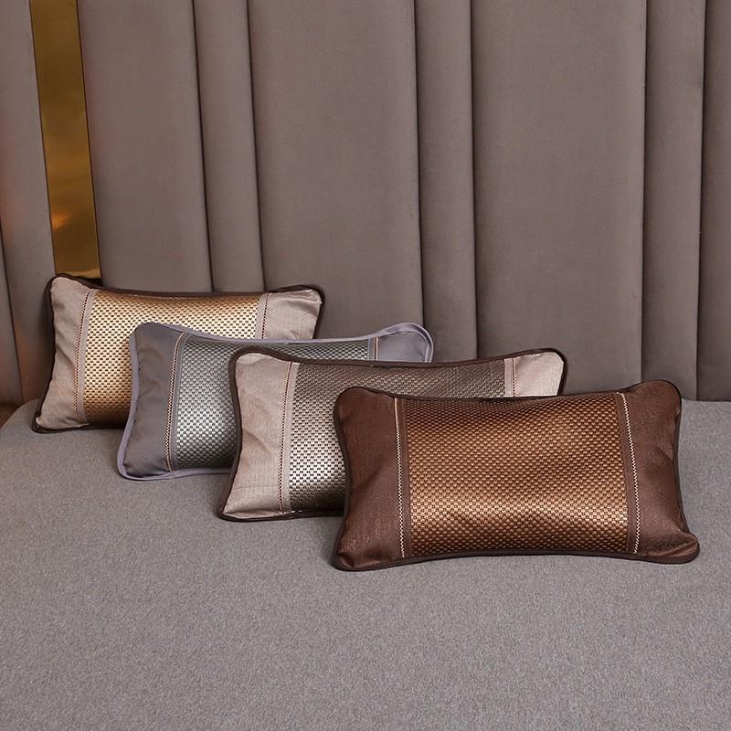 Cooling Buckwheat Pillow Adults Students Breathable Ice Silk Bamboo Cover Single Bed