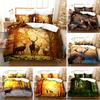 Housse de Couette Cerf Faune Coucher de Soleil Élan Girafe Ensemble de Literie Thème Animal Housse de Couette Complète King Pour Chambre d'Adolescent Garçon Fille Décoration