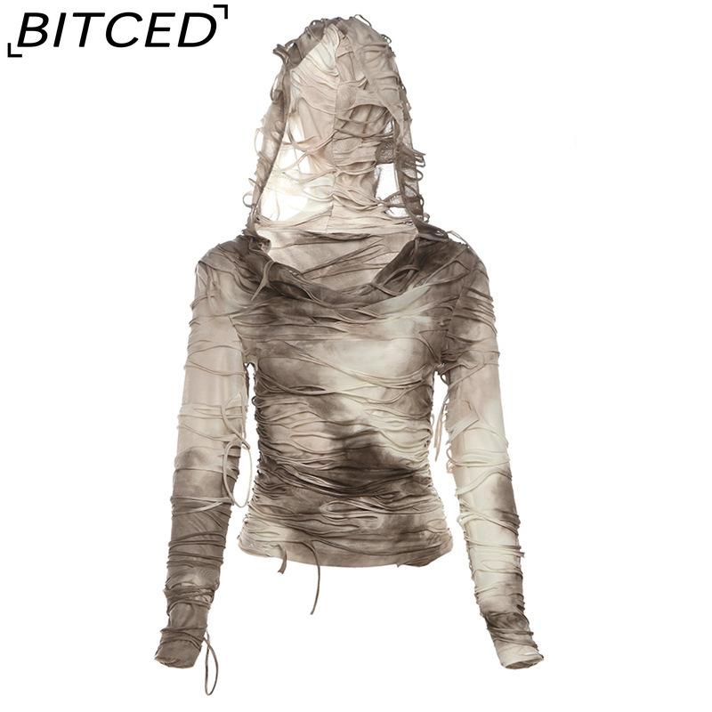

BITCED Fall Women s Solid-Color Slim-Fit Streetwear Hooded Long-Sleeve Top L хаки