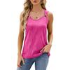 IHUASU Spring and Summer Solid Color Round Neck Sleeveless Vest Metal Ring Loose Top