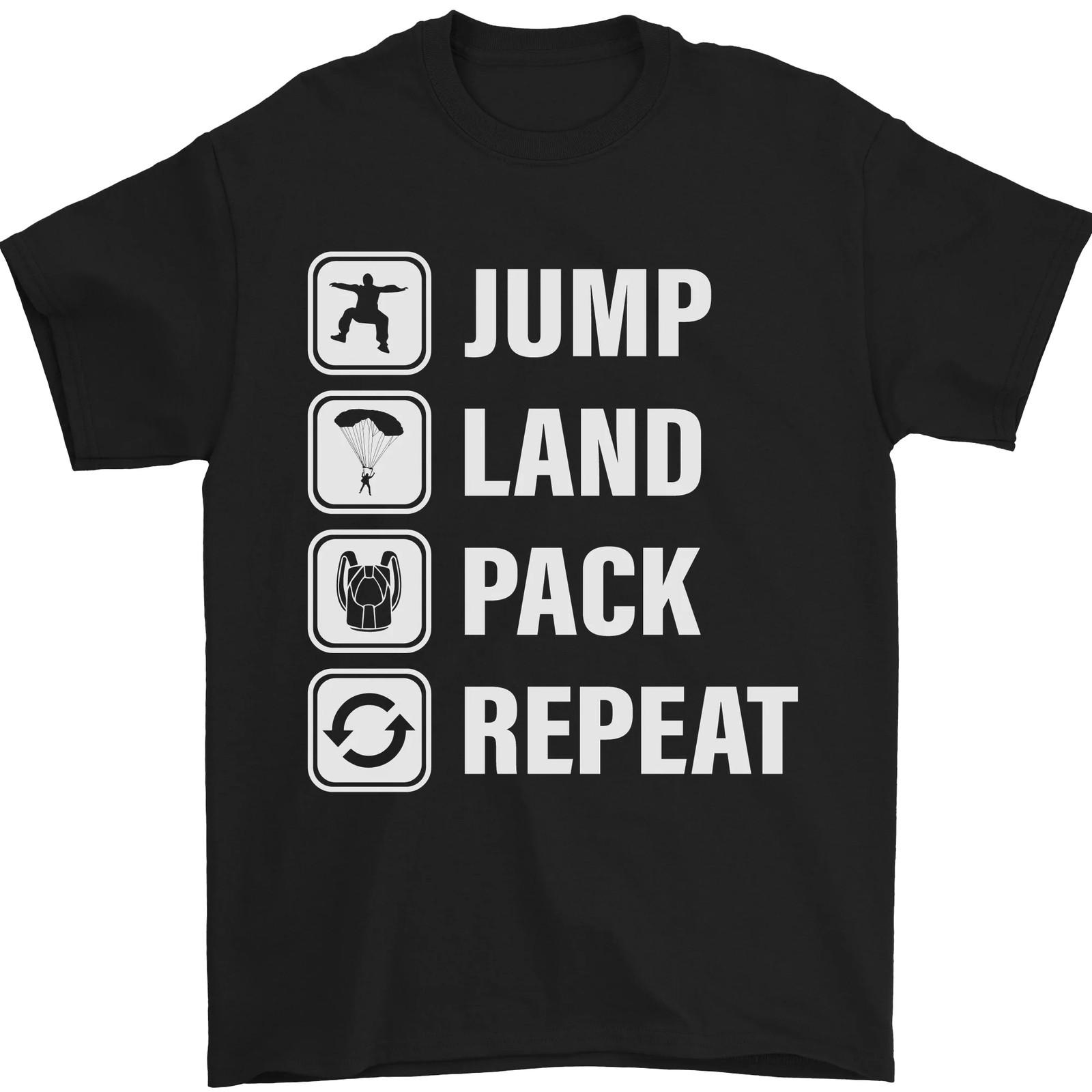 Skydiving Jump Land Pack Funny Skydiver Mens T-shirt Cotton L