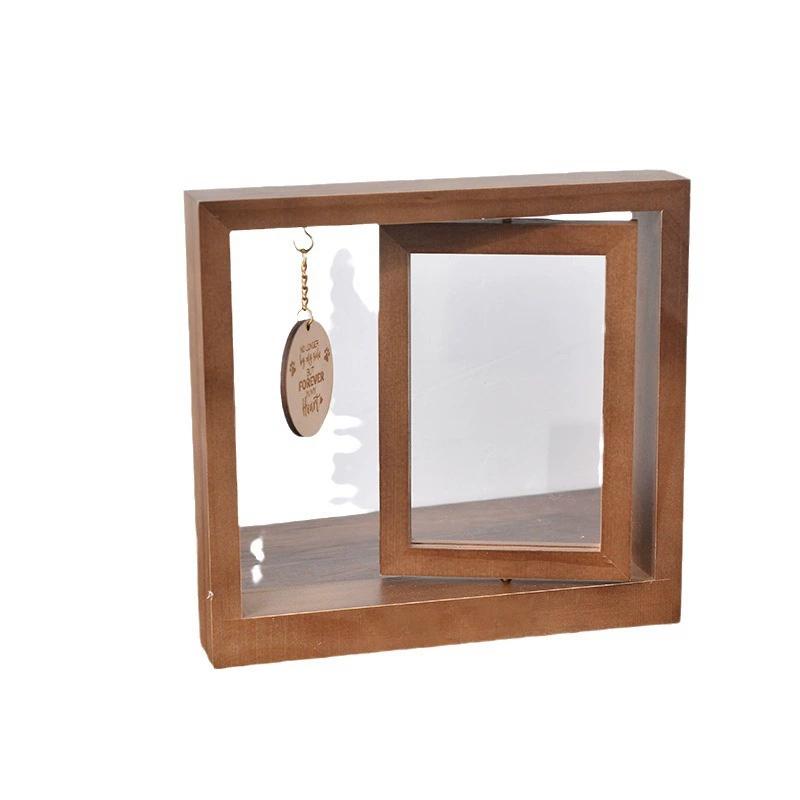 

Marco de fotos de madera giratorio para escritorio portarretratos decorativo para mesa