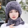 Rex Rabbit Hair Hat Scarf Two-piece Set Women's Winter In The Elderly Mother Grandma Winter Fur Scarf Cover