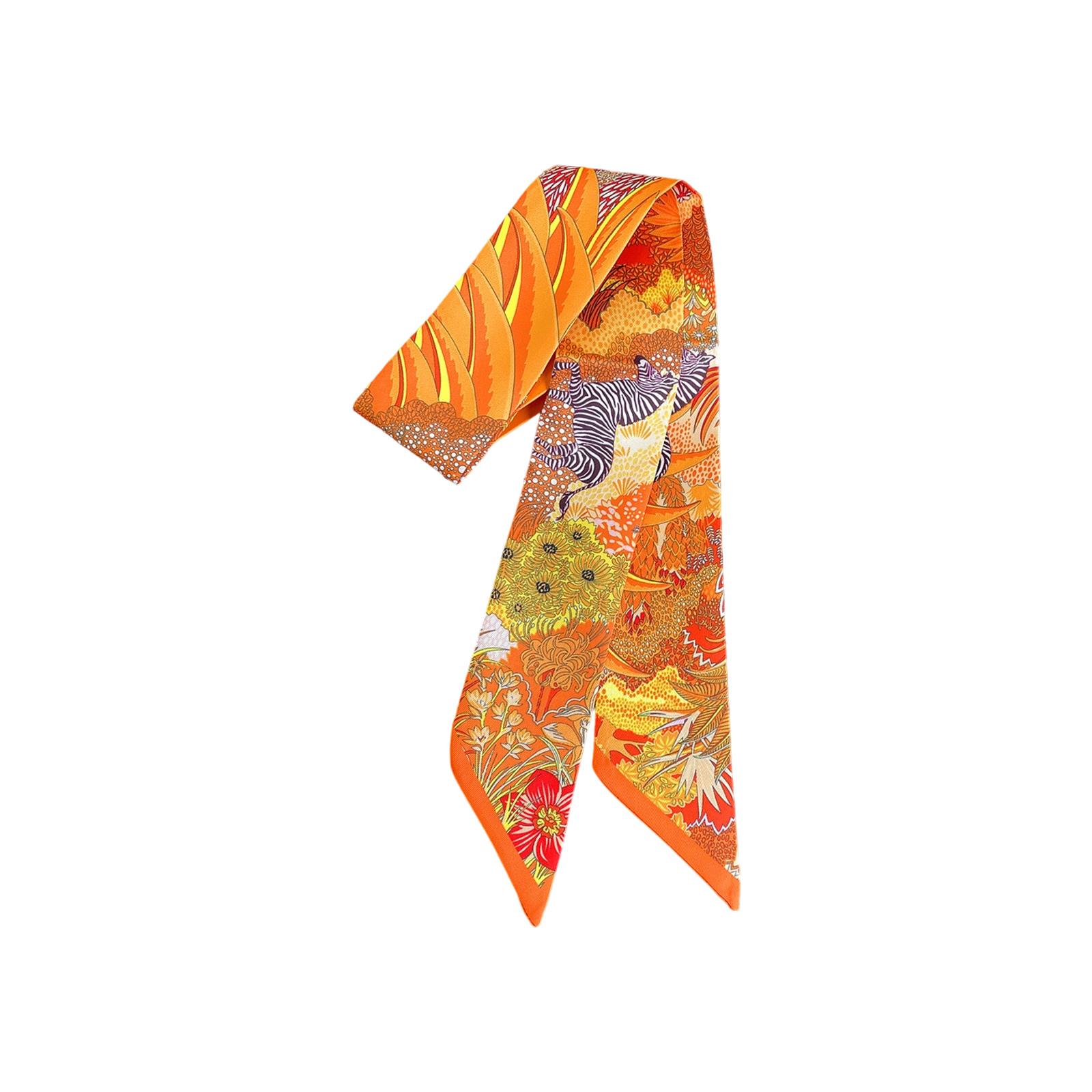 

Floral Print Lightweight Polyester Scarf Versatile Hair Bandana Neck Wrap Summer Fashion Accessory оранжевый