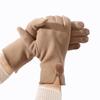 Velvet Pu Leather Gloves Soft Women Cycling Mittens Gift Winter Suede Gloves  Outdoor