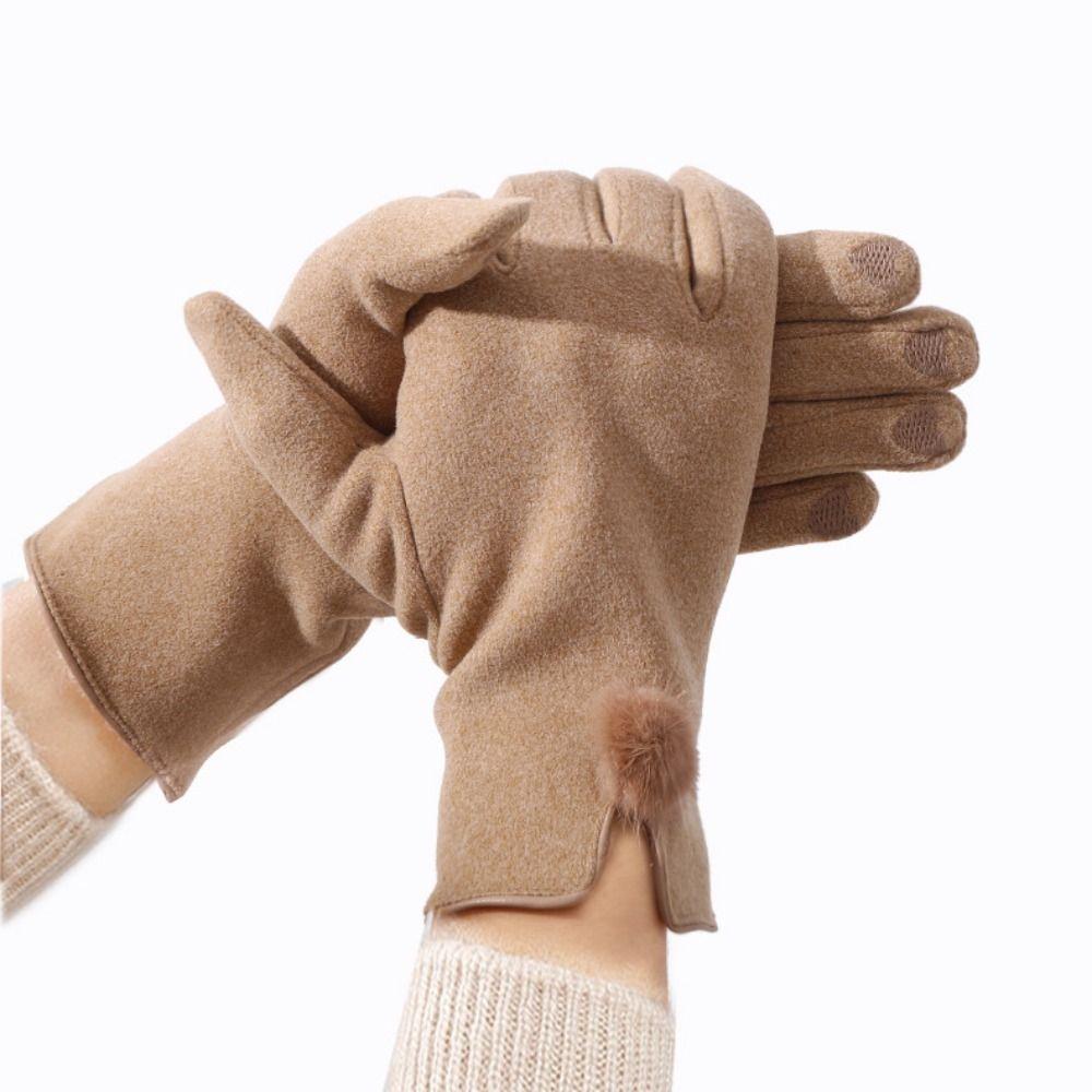 Velvet Pu Leather Gloves Soft Women Cycling Mittens Gift Winter Suede Gloves  Outdoor