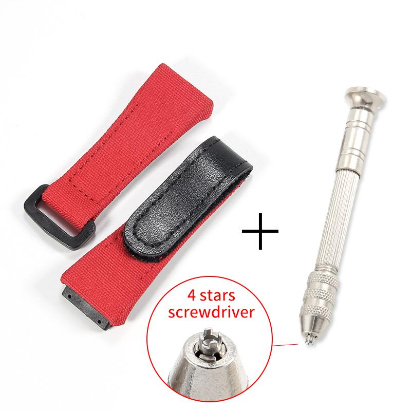 For Richard Mille Nylon Canvas 25mm 4 Stars Screwdriver Anti-Allergy Watchbands RM50 53 Series Replace Convenient Watch Strap